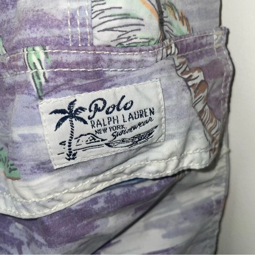 Polo Ralph Lauren Mens Swim Trunks Board Shorts Palm Tree Beach Hawaiian Surfer - Picture 8 of 12